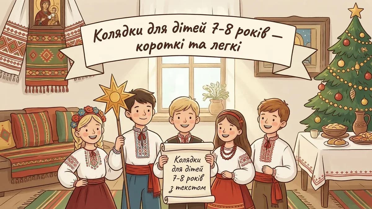 Колядки для дітей 7-8 років — короткі, з текстом